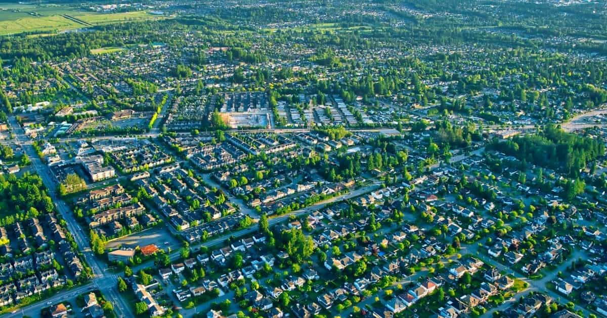 aerial view of Fleetwood neighborhood in Fraser Valley British Columbia